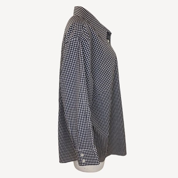 Talbots Womens Gingham Stretch Button Up Shirt Long Sleeve Black Size 3XL 24W - Picture 5 of 11